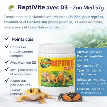 🦎 ReptiVite avec D3 – Zoo Med 57g