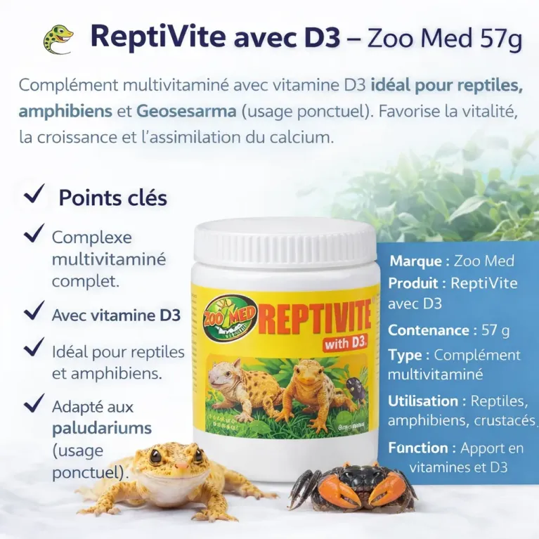 🦎 ReptiVite avec D3 – Zoo Med 57g
