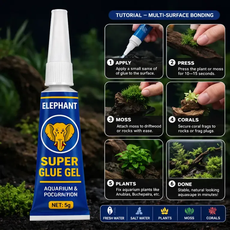 Colle Gel Aquarium & Aquascaping 5g – Plantes, Mousses & Coraux