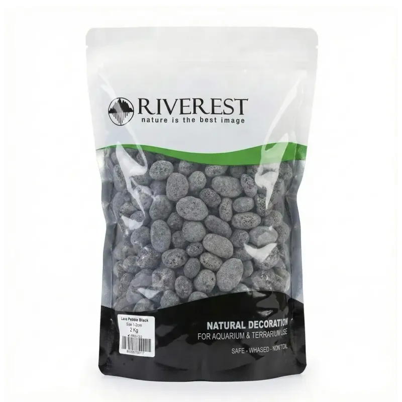 Riverest lava pebble black 1-2cm 2kg roche de lave poreuse détail hardscape aquascaping