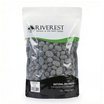 Riverest lava pebble black 1-2cm 5kg roche de lave poreuse détail hardscape aquascaping