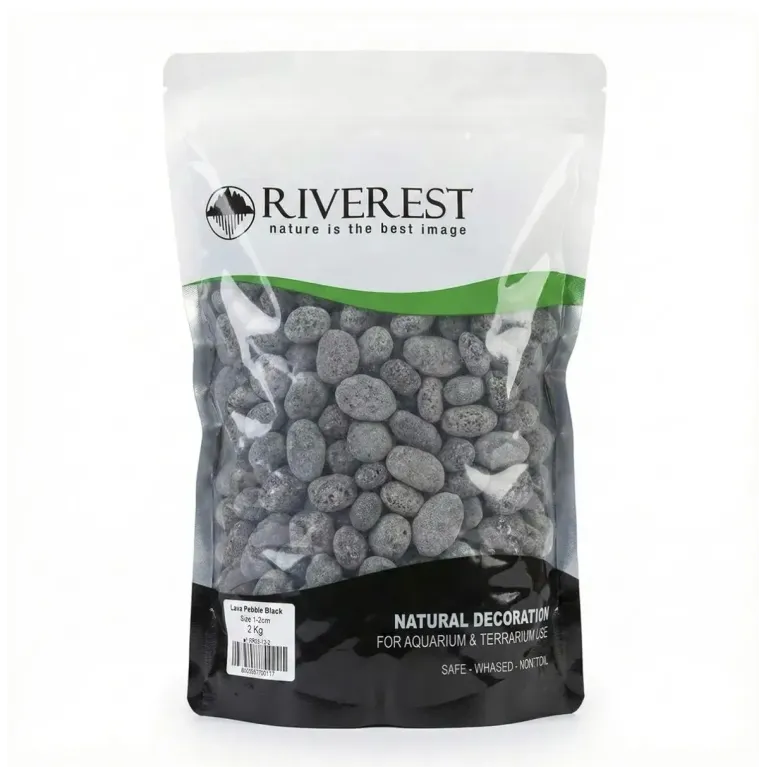 Riverest lava pebble black 1-2cm 5kg roche de lave poreuse détail hardscape aquascaping