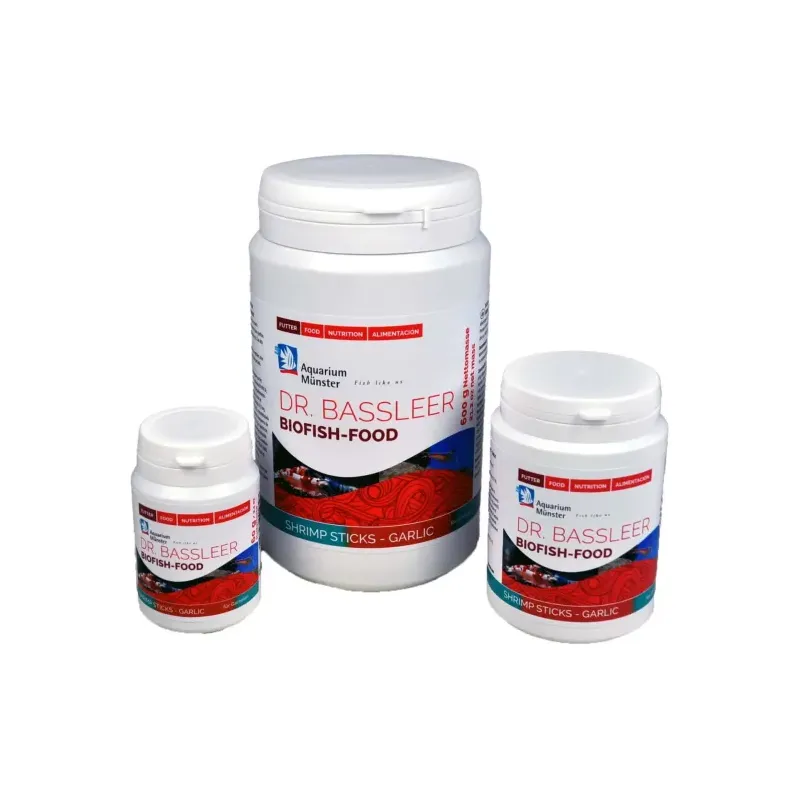 Les Shrimp Sticks Garlic de la gamme Dr. Bassleer’s Biofish Food sont des bâtonnets alimentaires coulants spécialement formul