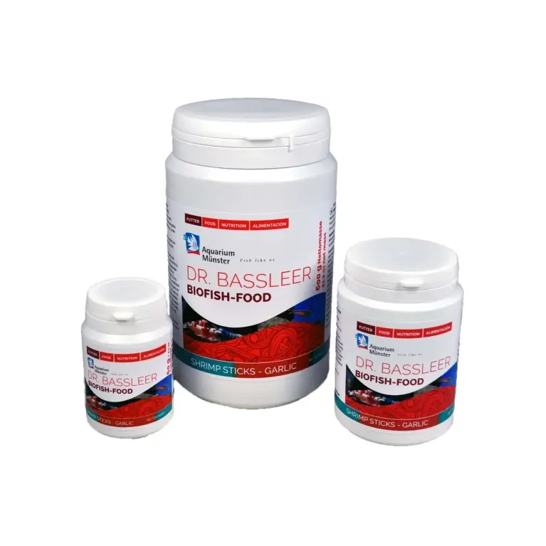 Les Shrimp Sticks Garlic de la gamme Dr. Bassleer’s Biofish Food sont des bâtonnets alimentaires coulants spécialement formul