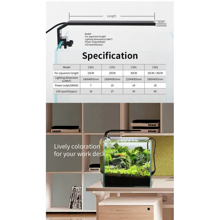 Rampe led Chihiros A201, 20cm : éclairage led aquarium design